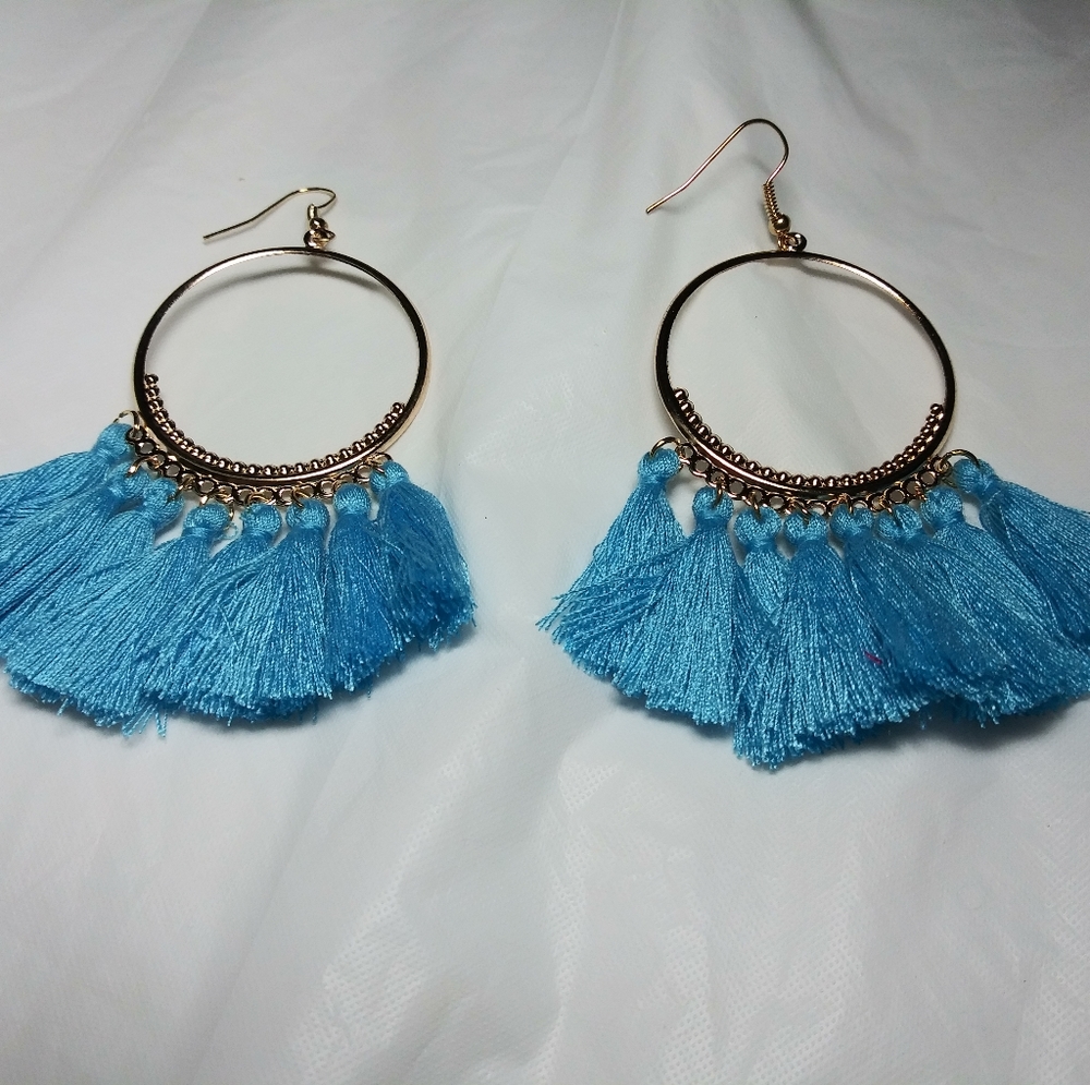 TASSEL HOOP EARRINGS - Picture 1 of 2